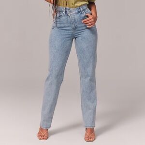 Abercrombie Curve Love Ultra High Rise Straight Jean with Criss-Cross Waistband